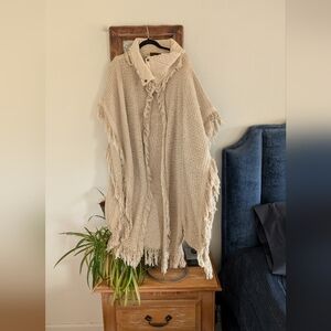 Elegant Beige Fringe Cape for Women